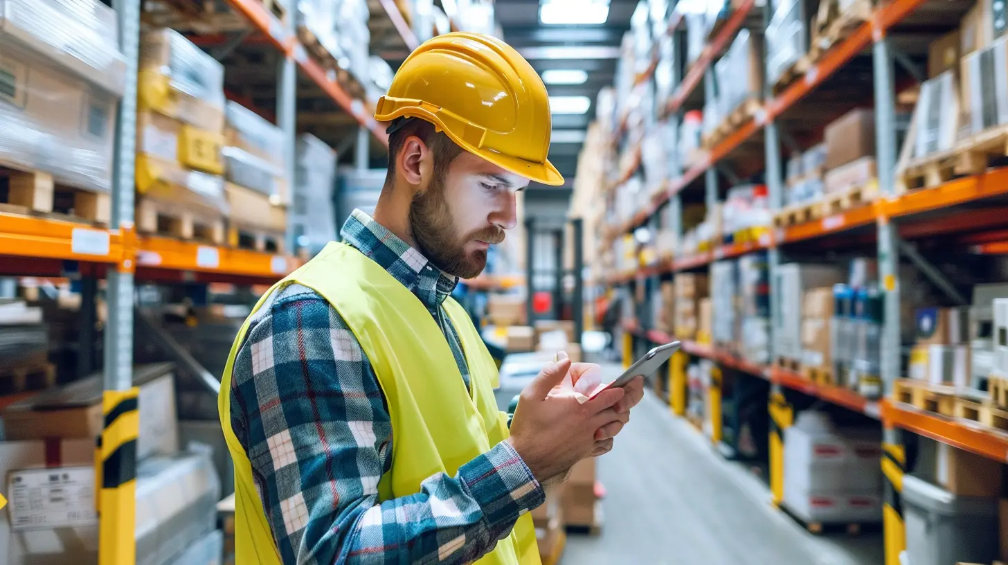 Male worker in aisle